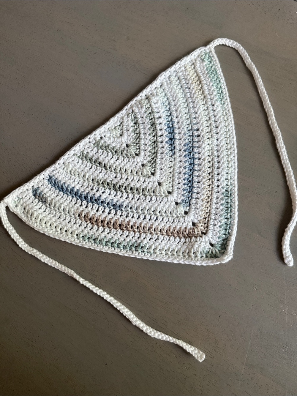 Crochet Bandana Head Scarf Kerchief - Festival Cottage Core Boho - 100% Cotton